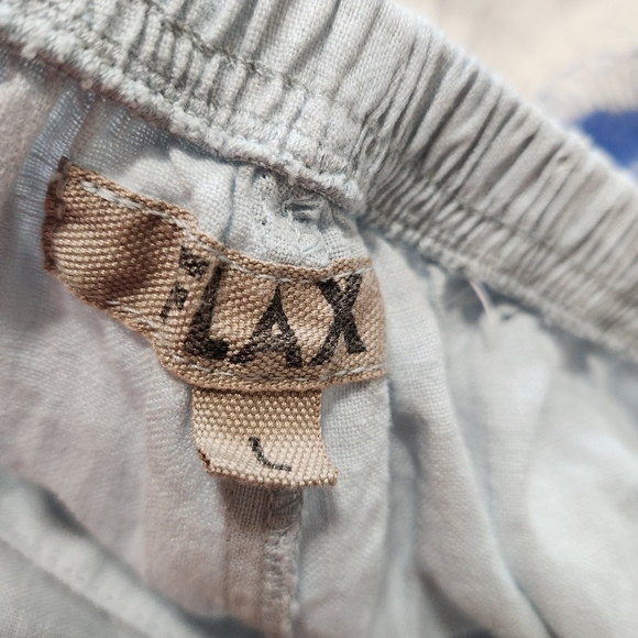 FLAX 100% Linen Light Blue Wide Leg Pants, sz Large High Rise - Picture 5 of 7